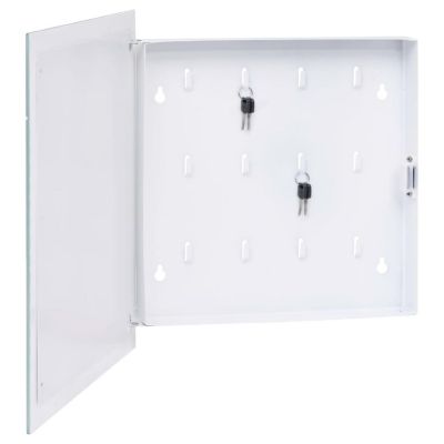 vidaXL Key Box with Magnetic Board White 13.8"x13.8"x2.2" Image 2