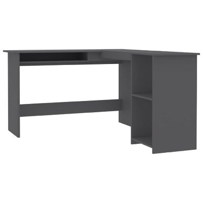 vidaXL L-Shaped Corner Desk Gray 47.2"x55.1"x29.5" Engineered Wood Image 1