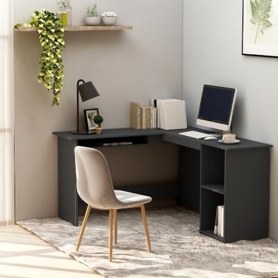 vidaXL L-Shaped Corner Desk Gray 47.2"x55.1"x29.5" Engineered Wood Image 1