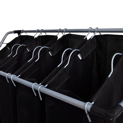 vidaXL Laundry Sorter with 4 Bags Black Gray Image 3