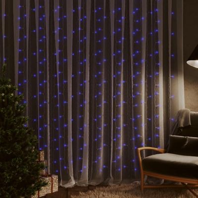 vidaXL LED Curtain Fairy Lights 9.8'x9.8' 300 LED Blue 8 Function Image 1
