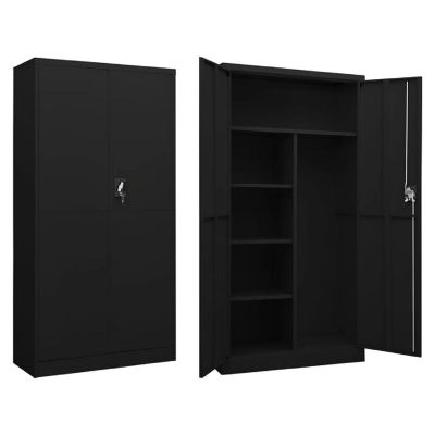 vidaXL Locker Cabinet Black 35.4"x15.7"x70.9" Steel Image 1