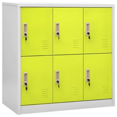 vidaXL Locker Cabinet Light Gray and Green 35.4"x17.7"x36.4" Steel Storage Cabinet Furniture Image 1