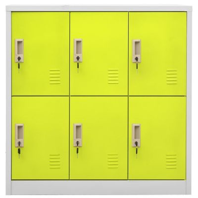 vidaXL Locker Cabinet Light Gray and Green 35.4"x17.7"x36.4" Steel Storage Cabinet Furniture Image 2