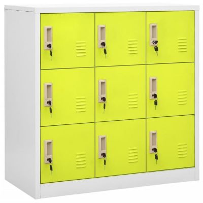 vidaXL Locker Cabinet Light Gray and Green 35.4"x17.7"x36.4" Storage Cabinet Furniture Image 1