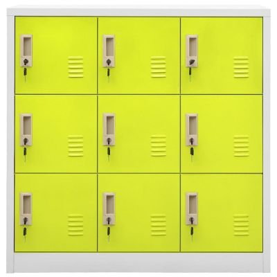 vidaXL Locker Cabinet Light Gray and Green 35.4"x17.7"x36.4" Storage Cabinet Furniture Image 2