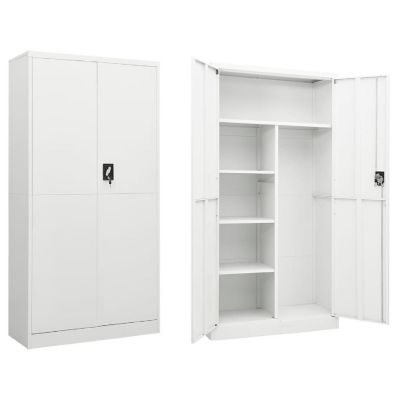 vidaXL Locker Cabinet White 35.4"x15.7"x70.9" Steel Image 1