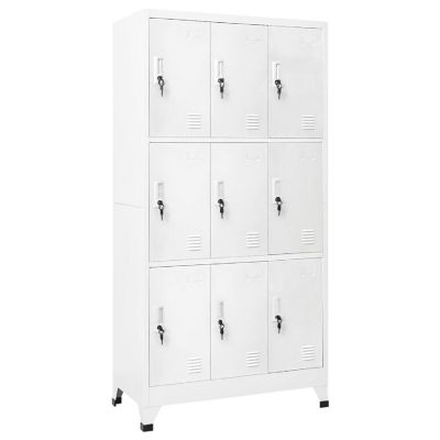 vidaXL Locker Cabinet with 9 Compartments Steel 35.4"x17.7"x70.9" Gray Image 1