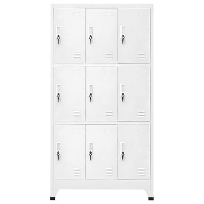 vidaXL Locker Cabinet with 9 Compartments Steel 35.4"x17.7"x70.9" Gray Image 2