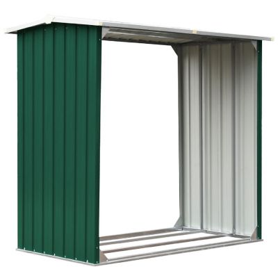 vidaXL Log Storage Shed Galvanized Steel 67.7"x35.8"x60.6" Green Image 1