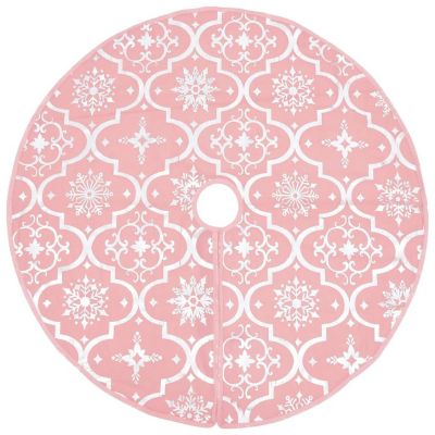 vidaXL Luxury Christmas Tree Skirt with Stocking Pink 5 ft Fabric Image 3