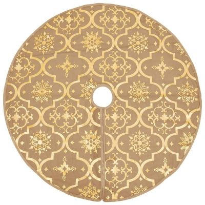 vidaXL Luxury Christmas Tree Skirt with Stocking Yellow 4 ft Fabric Image 3