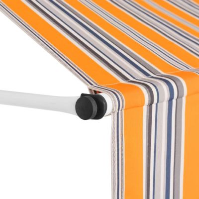 vidaXL Manual Retractable Awning 137.8" Yellow and Blue Stripes Image 3