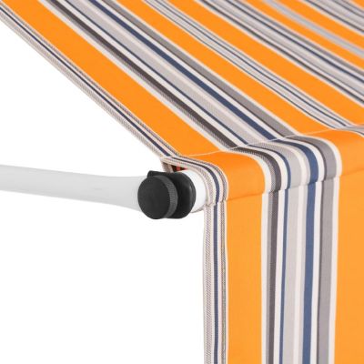 vidaXL Manual Retractable Awning 98.4" Yellow and White Stripes Outdoor Awning 