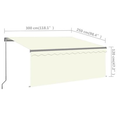vidaXL Manual Retractable Awning with Blind&LED 9.8'x8.2' Cream Image 3