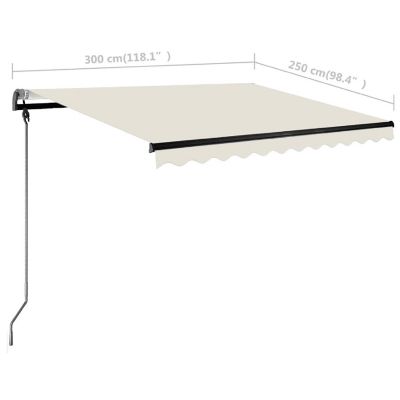 vidaXL Manual Retractable Awning with LED 118.1"x98.4" Cream folding arm awnings Image 3