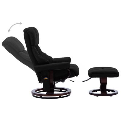 vidaXL Massage Recliner with Ottoman Black Faux Leather and Bentwood Image 3