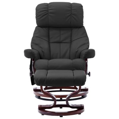 vidaXL Massage Recliner with Ottoman Gray Faux Leather and Bentwood Image 2