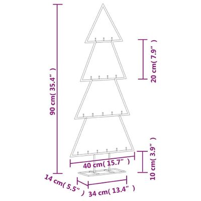 vidaXL Metal Christmas Tree for Decoration Black 35.4" Image 3