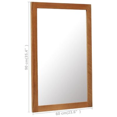 vidaXL Mirror 23.6"x35.4" Solid Oak Wood Image 3