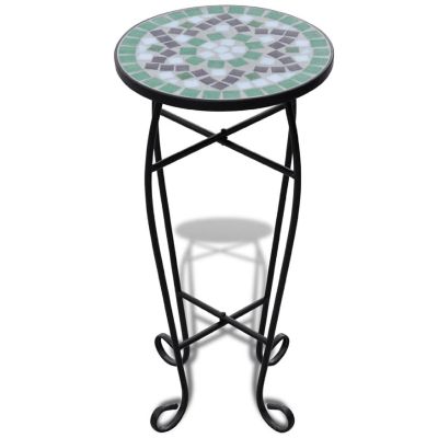 vidaXL Mosaic Side Table Plant Table Green White Image 1