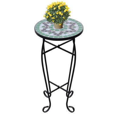 vidaXL Mosaic Side Table Plant Table Green White Image 1