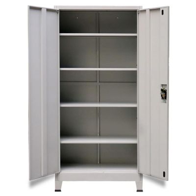 vidaXL Office Cabinet with 2 Doors Steel 35.4"x15.7"x70.9" Gray Image 2