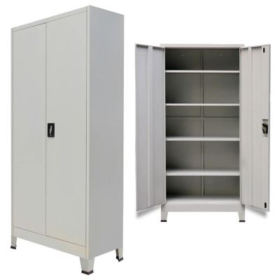 vidaXL Office Cabinet with 2 Doors Steel 35.4"x15.7"x70.9" Gray Image 2