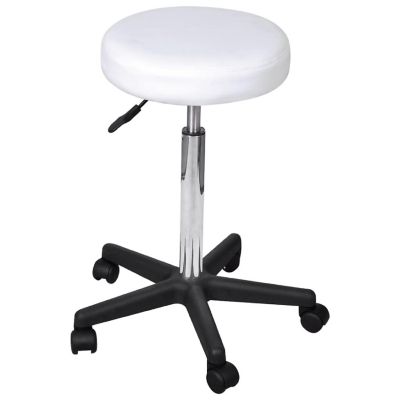 vidaXL Office Stool White Faux Leather Image 1