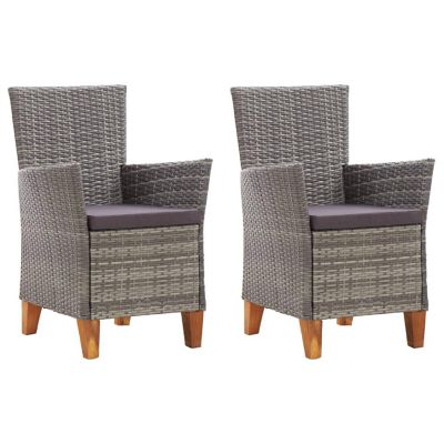 vidaXL Outdoor Chairs 2 pcs with Cushions Poly Rattan Gray Image 1