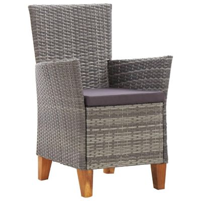 vidaXL Outdoor Chairs 2 pcs with Cushions Poly Rattan Gray Image 2
