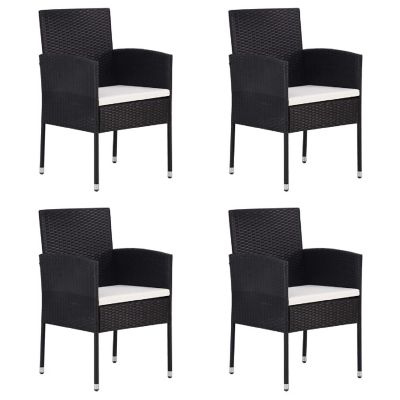vidaXL Outdoor Chairs 4 pcs Poly Rattan Black Image 1
