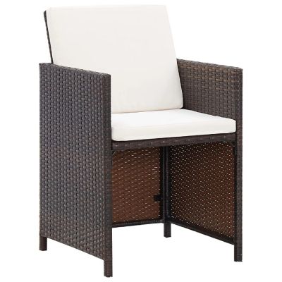 vidaXL Outdoor Chairs with Cushions 2 pcs Poly Rattan Brown Image 2