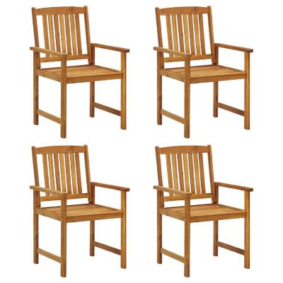 vidaXL Outdoor Chairs with Cushions 4 pcs Solid Acacia Wood Grey Image 2