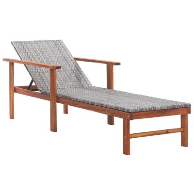 vidaXL Outdoor Daybed  Poly Rattan and Solid Acacia Wood Gray Image 1