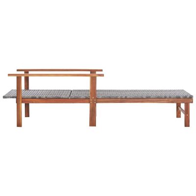 vidaXL Outdoor Daybed  Poly Rattan and Solid Acacia Wood Gray Image 2