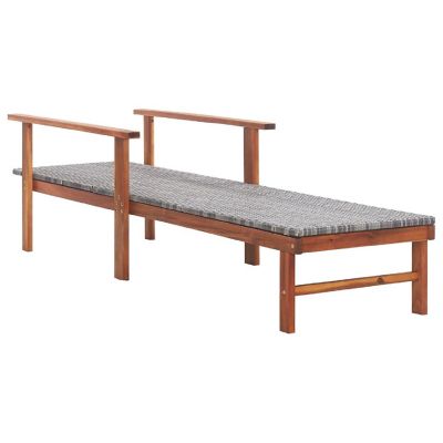 vidaXL Outdoor Daybed  Poly Rattan and Solid Acacia Wood Gray Image 3