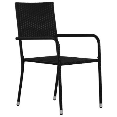 vidaXL Outdoor Dining Chairs 2 pcs Poly Rattan Black Image 2