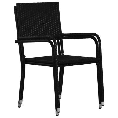 vidaXL Outdoor Dining Chairs 2 pcs Poly Rattan Black Image 3