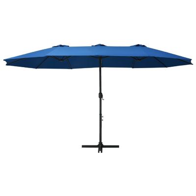 vidaXL Outdoor Parasol with Aluminum Pole 181.1"x106.3" Blue Image 2
