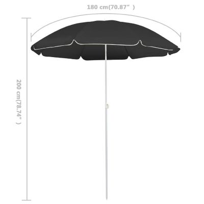 vidaXL Outdoor Parasol with Steel Pole Anthracite 70.9" beach parasol Image 3