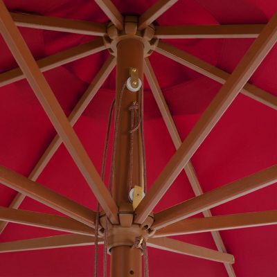 vidaXL Outdoor Parasol with Wooden Pole 137.8" Burgundy Image 3