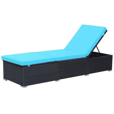 vidaXL Outdoor Sunbed with Cushion Poly Rattan Black Image 2