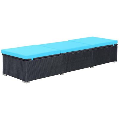 vidaXL Outdoor Sunbed with Cushion Poly Rattan Black Image 3
