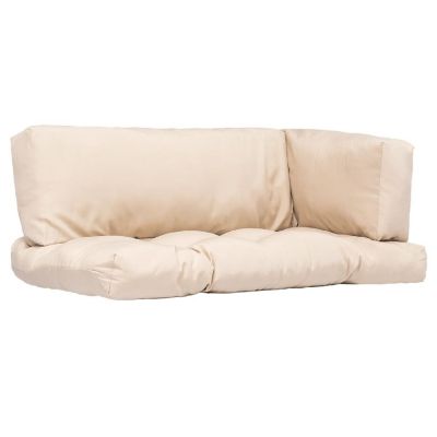 vidaXL Pallet Cushions 3 pcs Sand Fabric Image 1