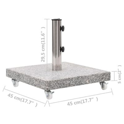 vidaXL Parasol Base Granite 66.1 lb Square Gray Image 3