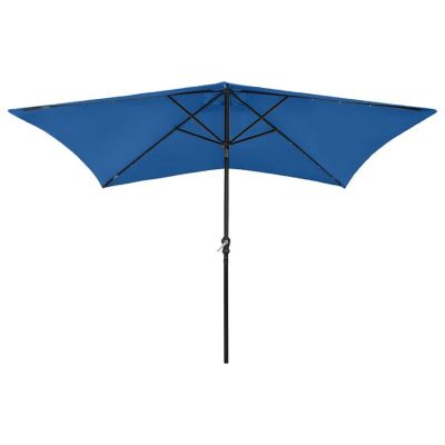 vidaXL Parasol with LEDs and Steel Pole Azure Blue 6.6'x9.8' Image 2
