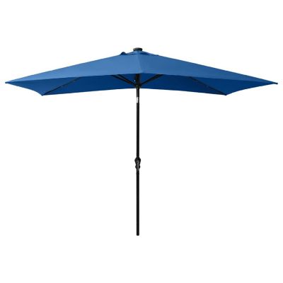 vidaXL Parasol with LEDs and Steel Pole Azure Blue 6.6'x9.8' Image 3