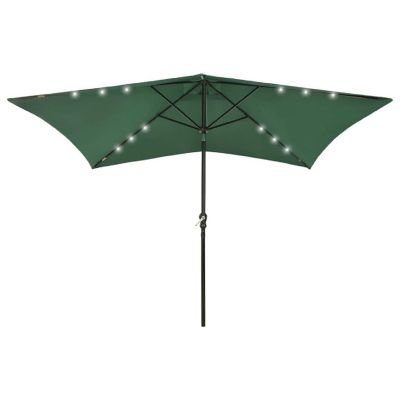 vidaXL Parasol with LEDs and Steel Pole Green 6.6'x9.8' Image 1