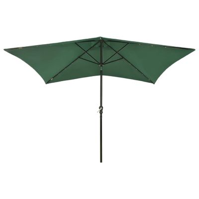 vidaXL Parasol with LEDs and Steel Pole Green 6.6'x9.8' Image 2